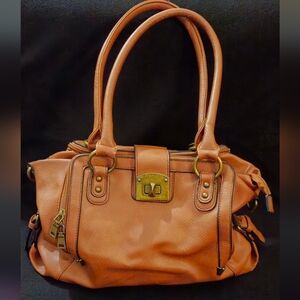 Black Rivet Dark Tan Faux Leather Shoulder Bag